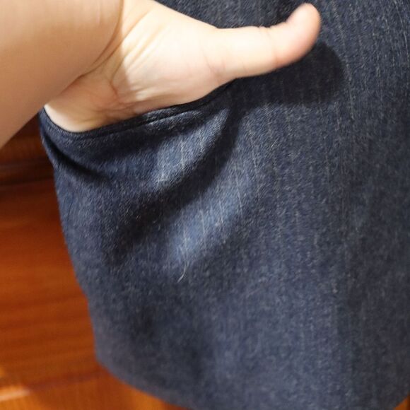 Vintage Wool Pinstripe Gray & Blue One Button Pant Suit Large - Picture 8 of 16